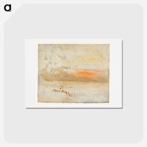 アートポストカード-Sunset Seen from a Beach with Breakwater - ウィリアム ターナー Postcard.