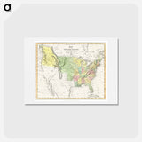 アートポストカード-A Moral and Political Sketch of the United States of North America with a note on Negro Slavery - アンティーク地図 Postcard.