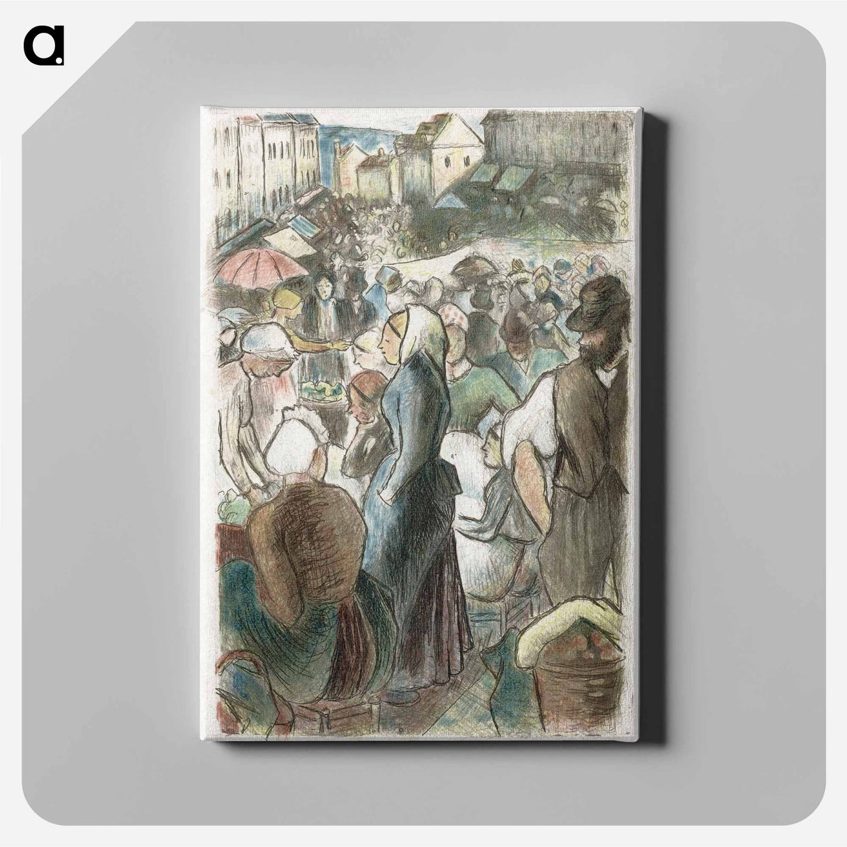 Market in Gisors - カミーユ ピサロ Canvas.