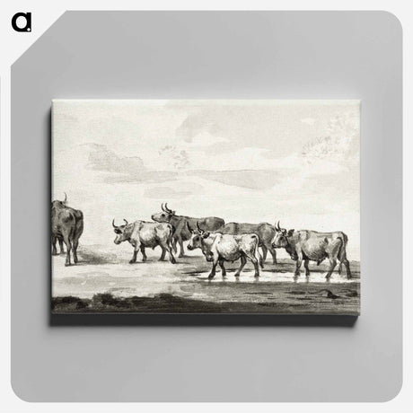 アートパネル-Group of six bulls - ジャン ベルナール Canvas.