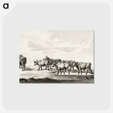 アートポストカード-Group of six bulls - ジャン ベルナール Postcard.