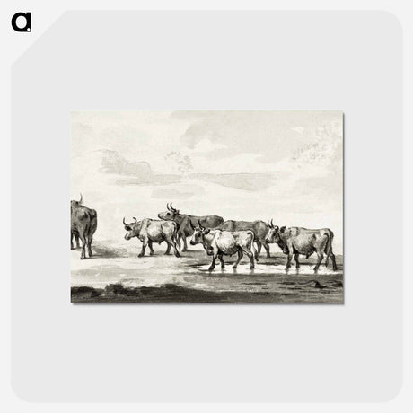 アートポストカード-Group of six bulls - ジャン ベルナール Postcard.