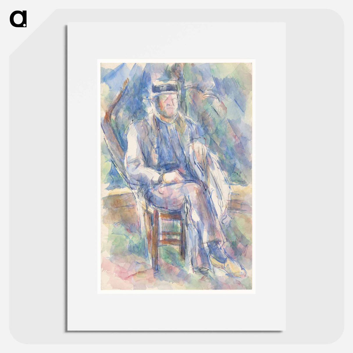 Man Wearing a Straw Hat - ポール セザンヌ Poster.