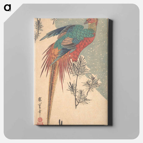 アートパネル-Pheasant and Pine-trees on Snowy Hillside
 - 歌川 広重 Canvas.