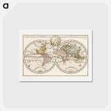 アートポストカード-A new map of the world according to the new observations - アンティーク地図 Postcard.