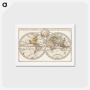 アートポストカード-A new map of the world according to the new observations - アンティーク地図 Postcard.