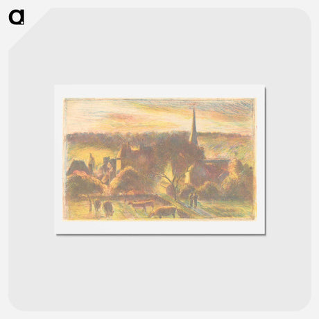 アートポストカード-Eglise et ferme d'Éragny - カミーユ ピサロ Postcard.