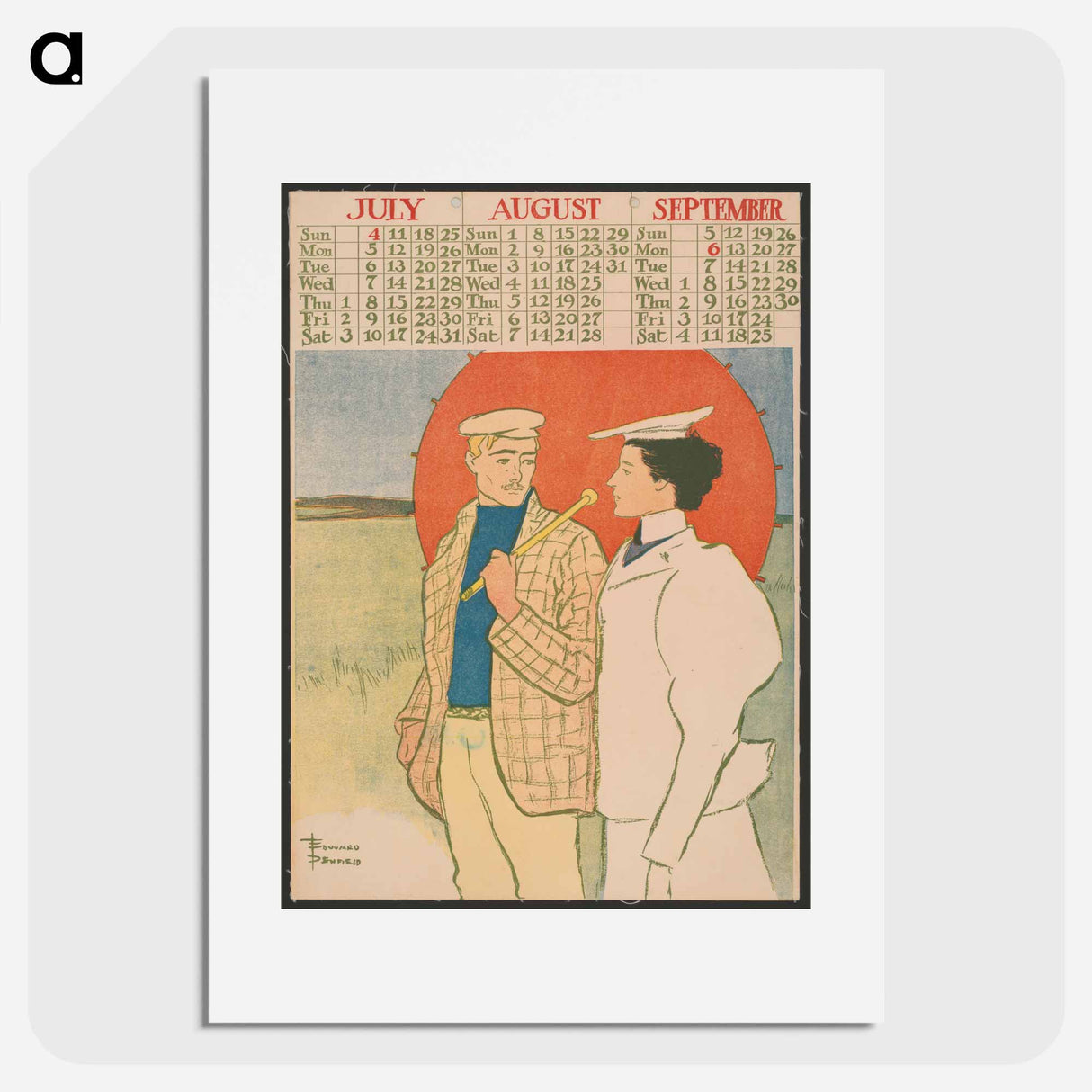 Vintage calendar print by Edward Penfield - エドワード ペンフィールド Poster.