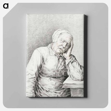アートパネル-Sleeping old woman, with her head in her hand - ジャン ベルナール Canvas.