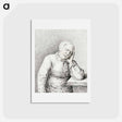アートポストカード-Sleeping old woman, with her head in her hand - ジャン ベルナール Postcard.