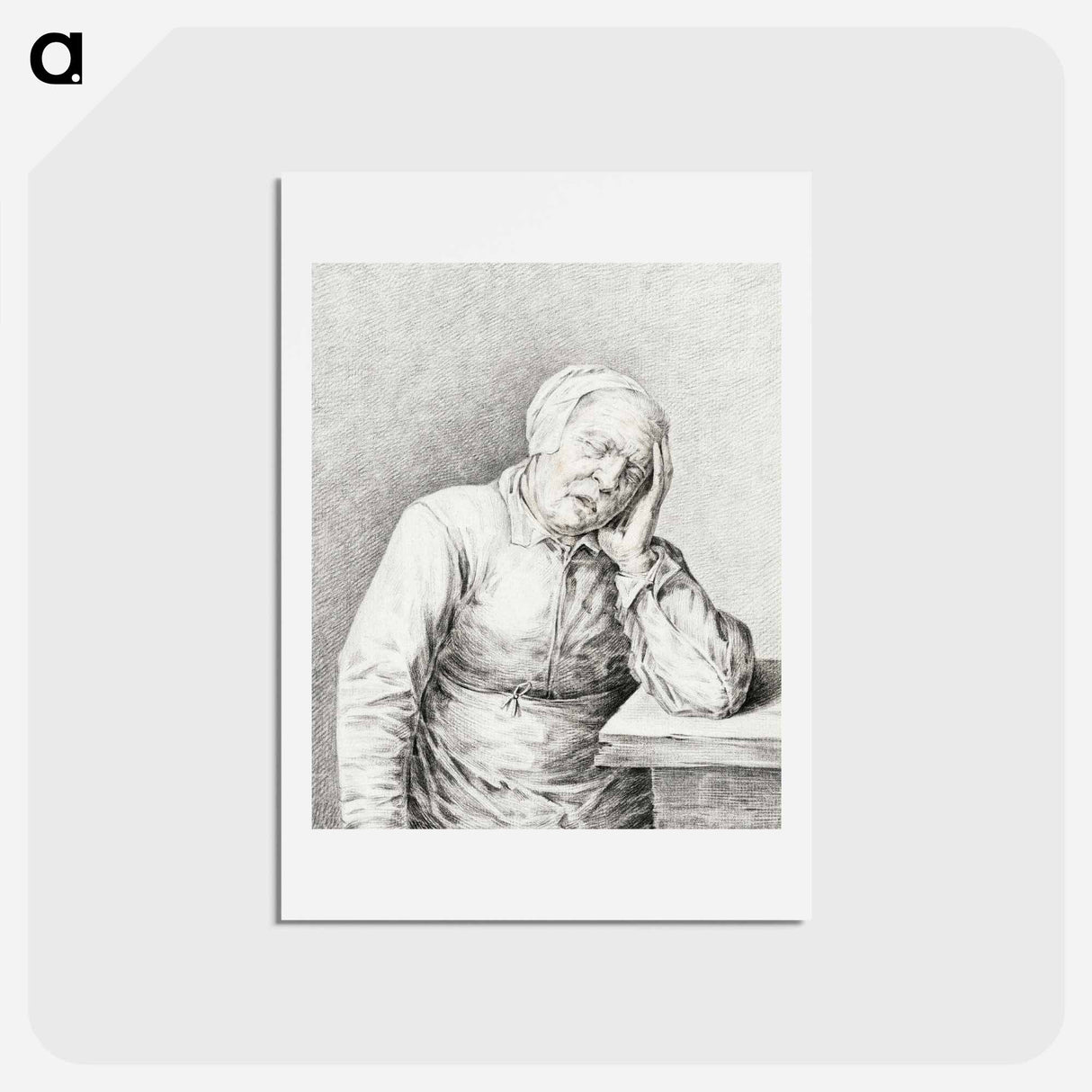 アートポストカード-Sleeping old woman, with her head in her hand - ジャン ベルナール Postcard.