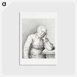 アートポストカード-Sleeping old woman, with her head in her hand - ジャン ベルナール Postcard.