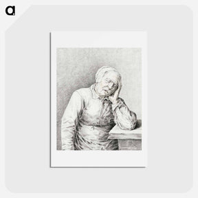 アートポストカード-Sleeping old woman, with her head in her hand - ジャン ベルナール Postcard.