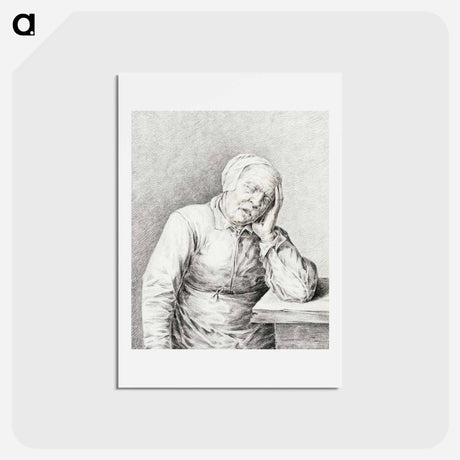 アートポストカード-Sleeping old woman, with her head in her hand - ジャン ベルナール Postcard.