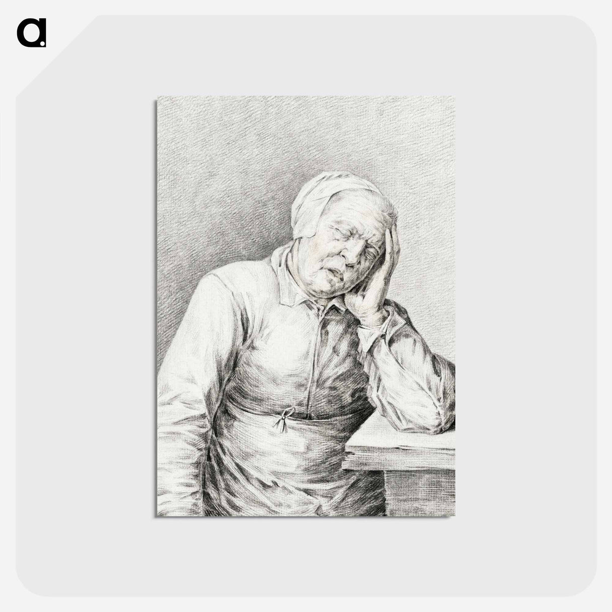 アートポストカード-Sleeping old woman, with her head in her hand - ジャン ベルナール Postcard.