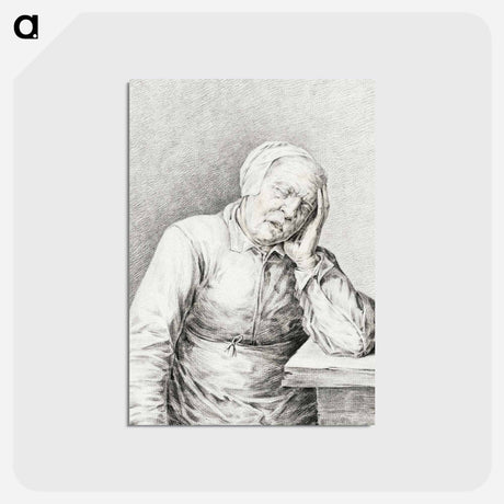 アートポストカード-Sleeping old woman, with her head in her hand - ジャン ベルナール Postcard.