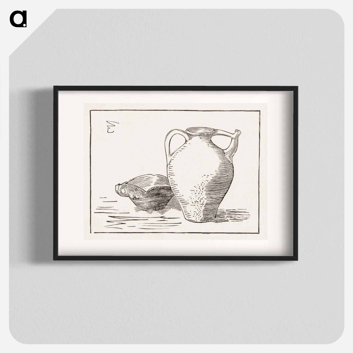 Woodcut still life: can and ashtray - Julie de Graag Poster.