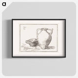 Woodcut still life: can and ashtray - Julie de Graag Poster.
