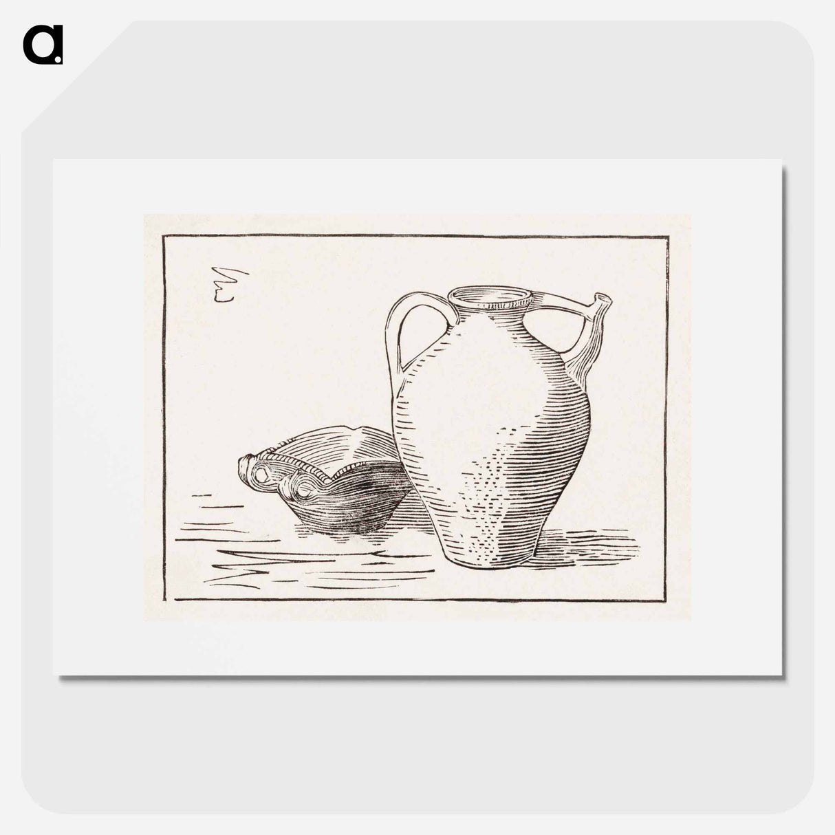 Woodcut still life: can and ashtray - Julie de Graag Poster.