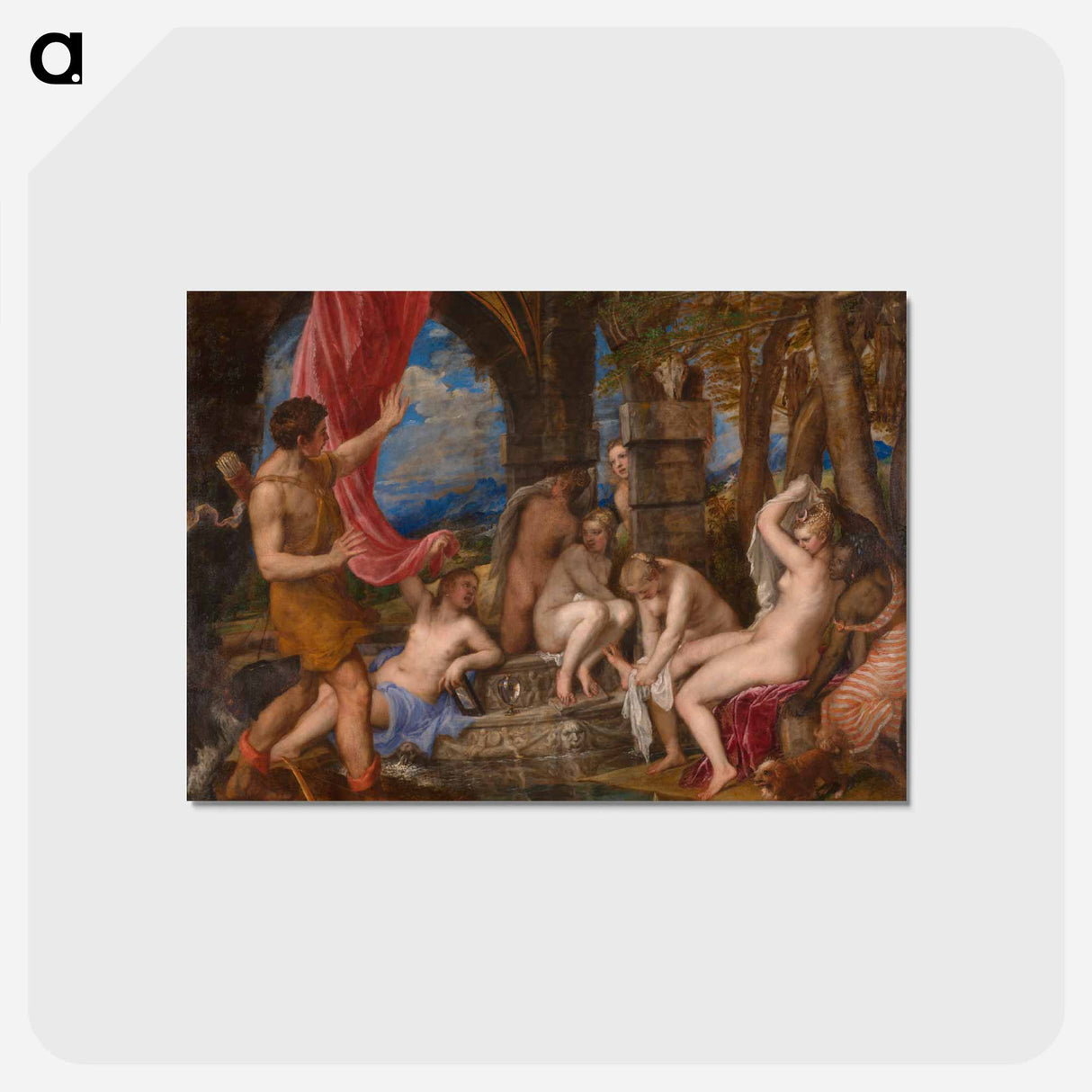 アートポストカード-Diana and Actaeon - ティツィアーノ ヴェチェッリオ Postcard.