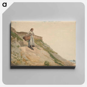 アートパネル-Girl Carrying a Basket - ウィンスロー ホーマー Canvas.
