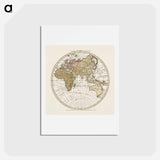 アートポストカード-Western New World or Hemisphere. Eastern Old World or Hemisphere - アンティーク地図 Postcard.