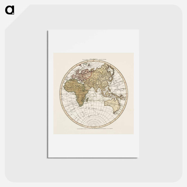 アートポストカード-Western New World or Hemisphere. Eastern Old World or Hemisphere - アンティーク地図 Postcard.