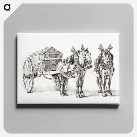 アートパネル-Horses with wagon - ジャン ベルナール Canvas.