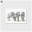 アートポストカード-Horses with wagon - ジャン ベルナール Postcard.