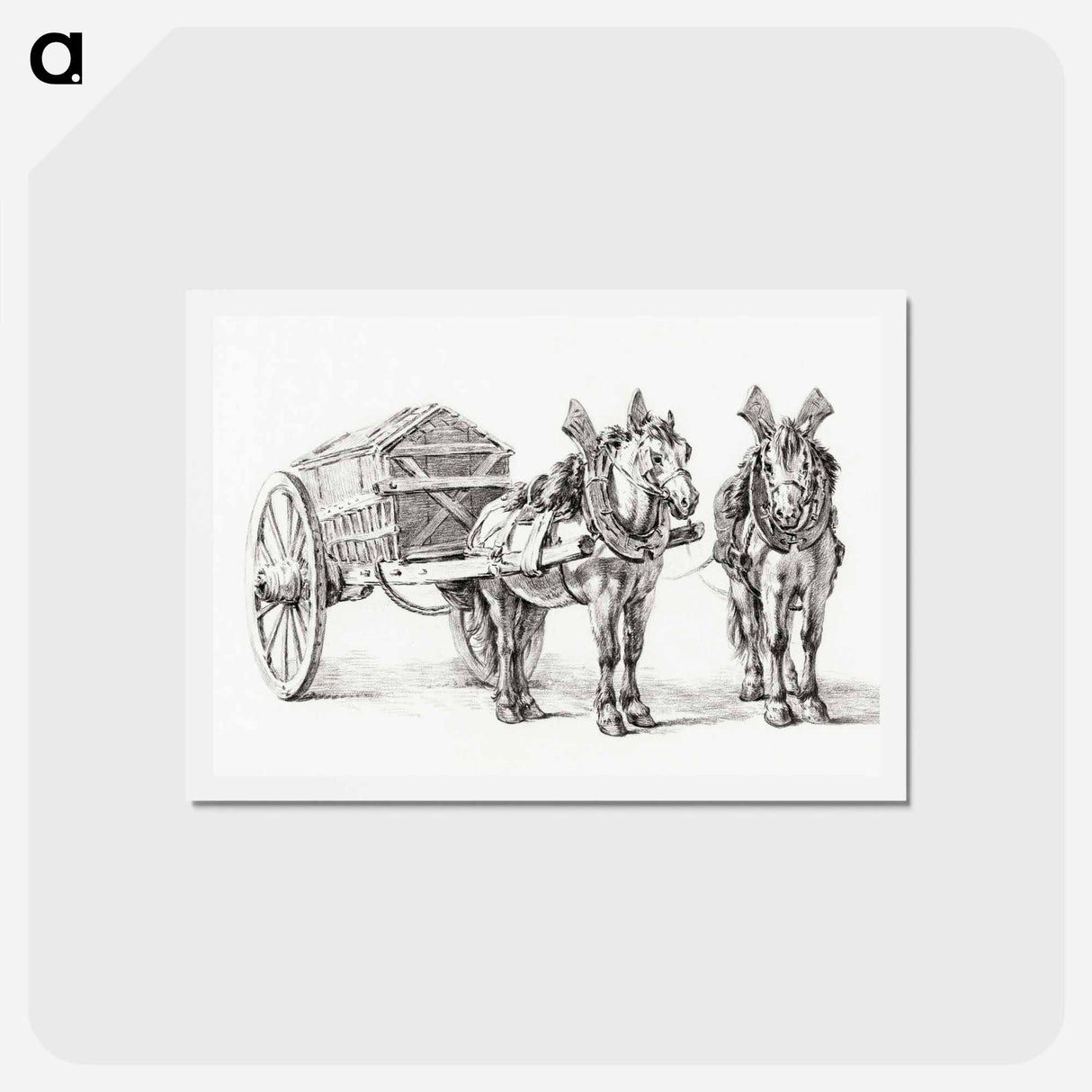 アートポストカード-Horses with wagon - ジャン ベルナール Postcard.