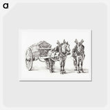 アートポストカード-Horses with wagon - ジャン ベルナール Postcard.