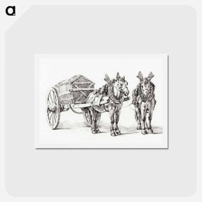 アートポストカード-Horses with wagon - ジャン ベルナール Postcard.