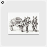 アートポストカード-Horses with wagon - ジャン ベルナール Postcard.