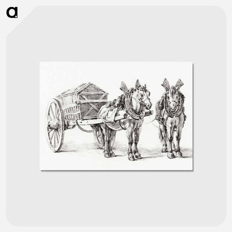 アートポストカード-Horses with wagon - ジャン ベルナール Postcard.