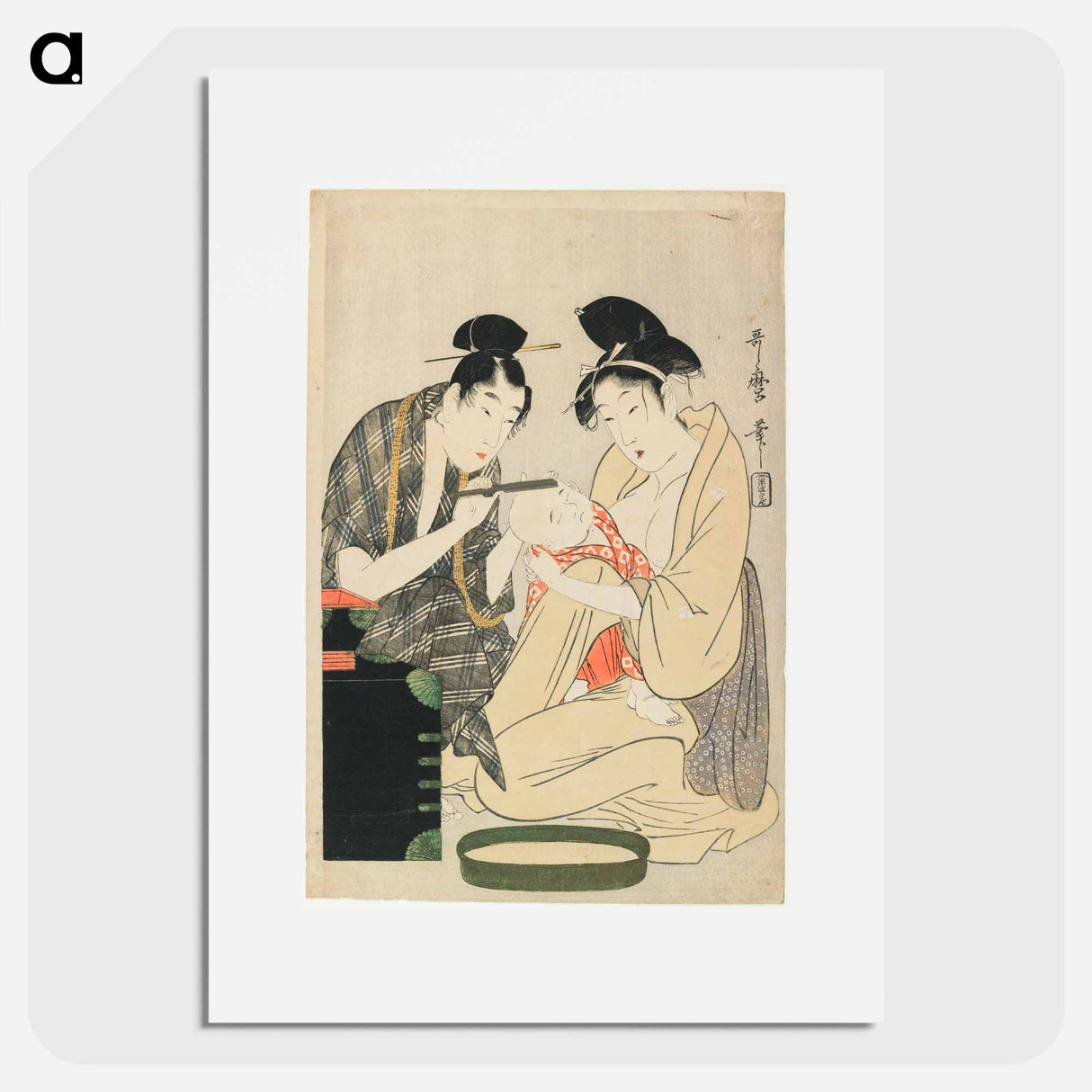 Shaving a Boy's Head - 喜多川 歌麿 Poster.