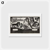 アートポストカード-Three People, a Mask, a Fox and a Bird - ポール ゴーギャン Postcard.