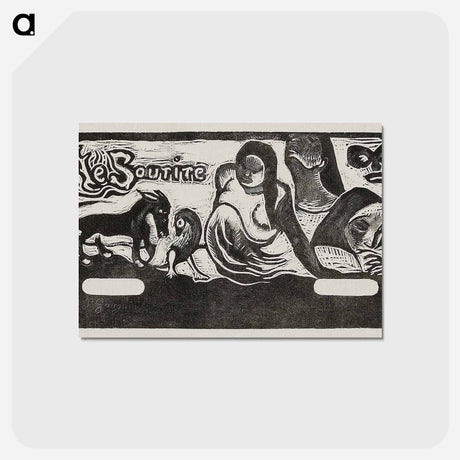 アートポストカード-Three People, a Mask, a Fox and a Bird - ポール ゴーギャン Postcard.