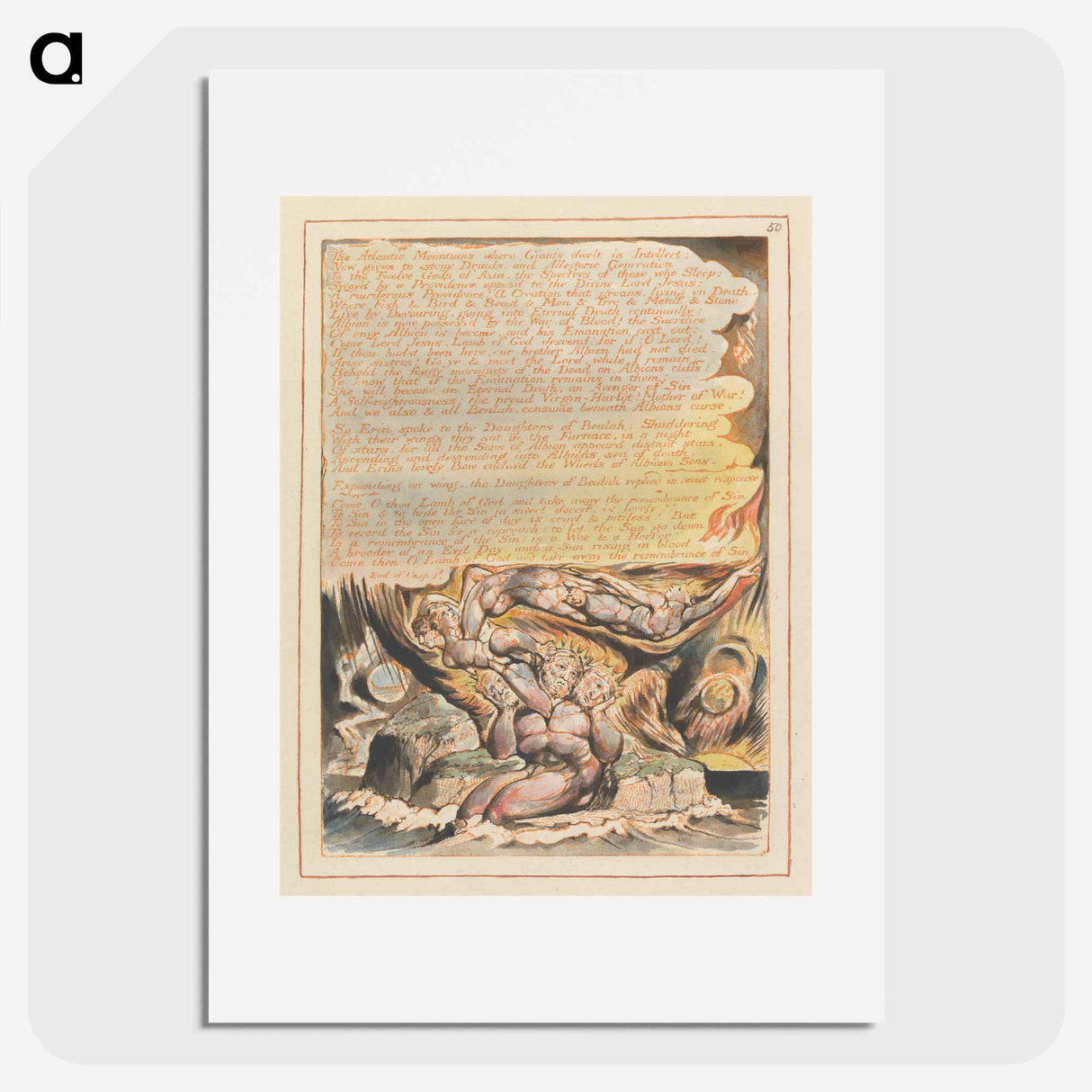 Jerusalem, Plate 50, "The Atlantic Mountains" - William Blake Poster.