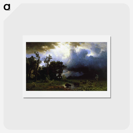 アートポストカード-Buffalo Trail the Impending Storm - アルバート ビアスタット Postcard.