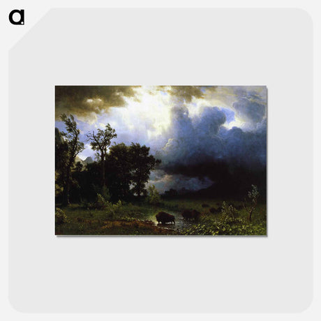 アートポストカード-Buffalo Trail the Impending Storm - アルバート ビアスタット Postcard.