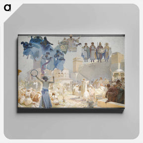 アートパネル-Slav Epic: The Introduction of the Slavic Liturgy in Greater Bohemia - Praise God in Our Native Language - アルフォンス ミュシャ Canvas.