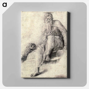 アートパネル-Saint Jerome reading with the Lion - アンドレア マンテーニャ Canvas.
