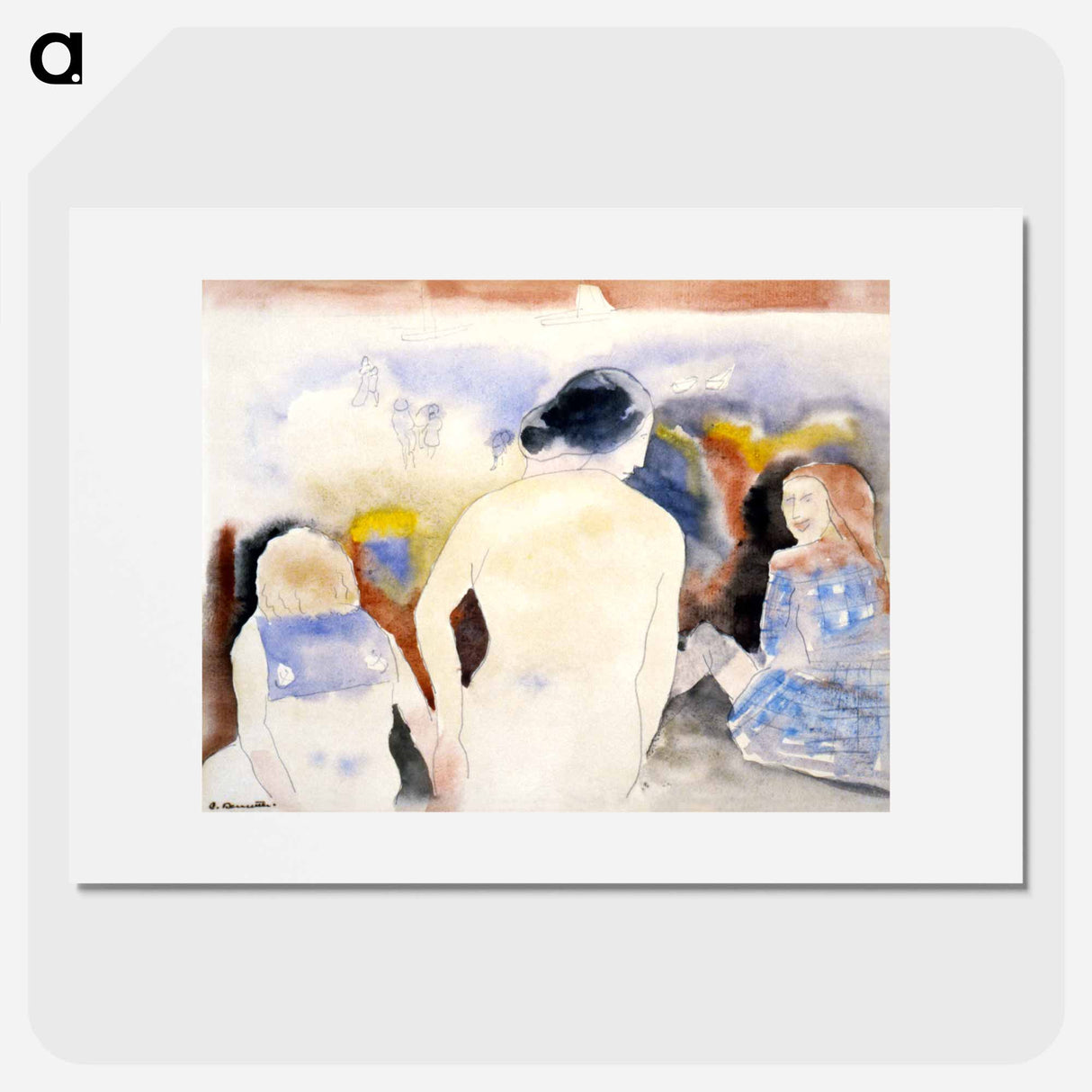 Woman with Black Hair and Two Children - Charles Demuth Poster.