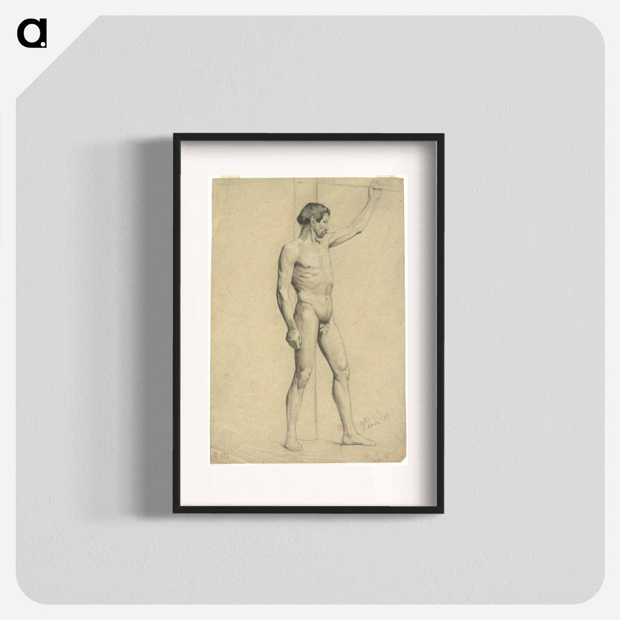 Male academy nude in pose - Gustav Klimt Poster.