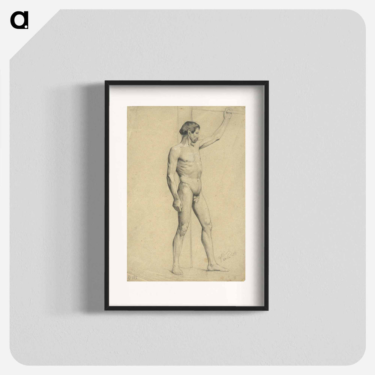 アートポスター-Male academy nude in pose - グスタフ クリムト Poster.