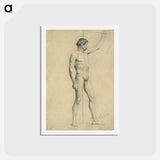 アートポストカード-Male academy nude in pose - グスタフ クリムト Postcard.