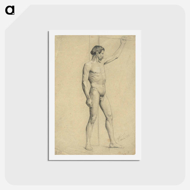 アートポストカード-Male academy nude in pose - グスタフ クリムト Postcard.