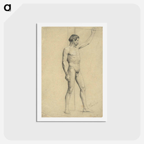 Male academy nude in pose - グスタフ クリムト Postcard.