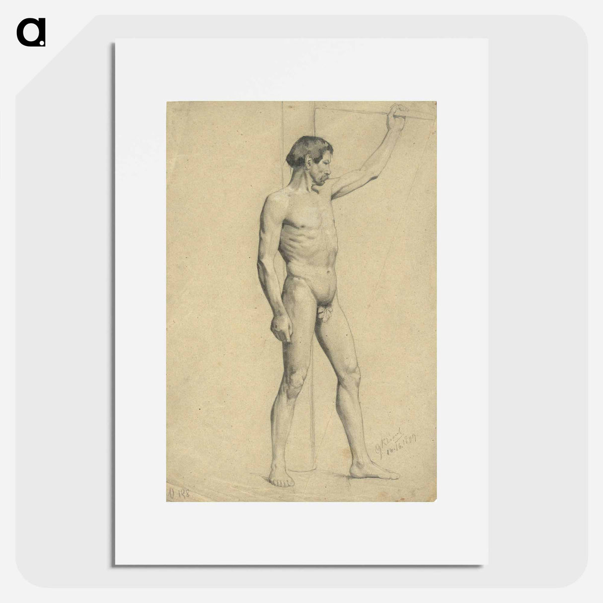 アートポスター-Male academy nude in pose - グスタフ クリムト Poster.