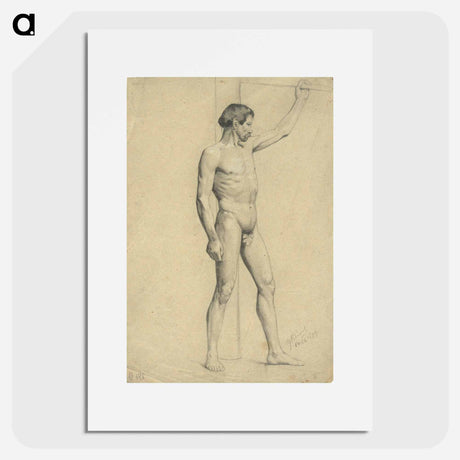 アートポスター-Male academy nude in pose - グスタフ クリムト Poster.